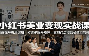 小红书美业变现实战课：拆解账号布局逻辑，打造多账号矩阵，实现门店爆品长效引流拓客