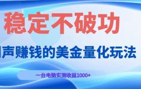 闷声赚钱的美金量化玩法，一台电脑实测收益1000+稳定不破功！