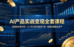 AI产品实战变现全套课程，零基础无需代码，三十天打造可盈利产品搭建长期副业资产