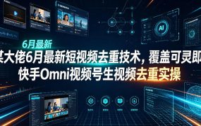 某大佬6月最新短视频去重技术，覆盖可灵即梦快手Omni视频号生视频去重实操