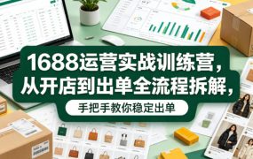 1688运营实战训练营，从开店到出单全流程拆解，手把手教你稳定出单(更新0620)