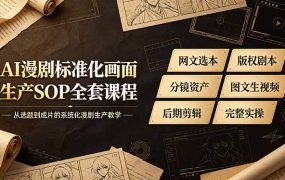 AI漫剧标准化画面生产SOP全套课程-更新，网文选本版权剧本分镜资产全覆盖，图文生视频后期剪辑完整实操教学