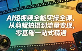 AI短视频全能实操全课，从剪辑拍摄到流量变现，零基础一站式精通