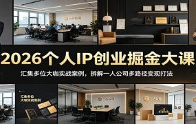 2026个人IP创业掘金大课：汇集多位大咖实战案例，拆解一人公司多路径变现打法