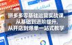拼多多零基础运营实战课，从基础到进阶提升，从开店到爆单一站式教学