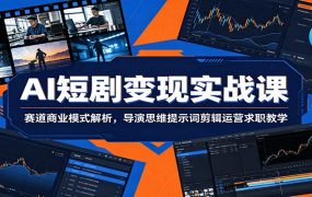 AI短剧变现实战课：赛道商业模式解析，导演思维提示词剪辑运营求职教学