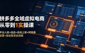拼多多全域虚拟电商从零到1实操课：平台入驻+选品+自动上架+阿奇索配置+自动发货全流程
