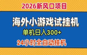 单机日产300+! 海外广告小游戏试玩搬砖,24小时脚本全自动挂机
