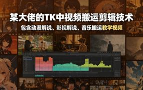 某大佬的TK中视频搬运剪辑技术，包含动漫解说、影视解说、音乐搬运教学视频