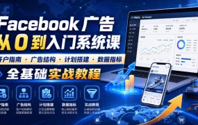Facebook广告新手从0到入门系统课|开户指南・广告结构・计划搭建・数据指标全基础实战教程