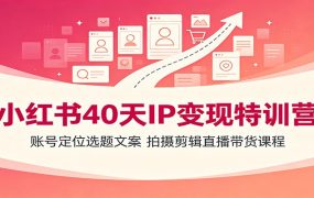 小红书40天IP变现特训营：账号定位选题文案，拍摄剪辑直播带货课程