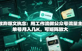 放弃爆文执念：用工作流做公众号流量主，单号月入几K，可矩阵放大