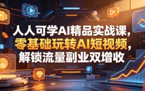 人人可学AI精品实战课，零基础玩转AI短视频，解锁流量副业双增收