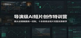 导演级AI短片创作特训营：镜头运镜画面统一控制，十余类商业短片完整实操教学(更新)