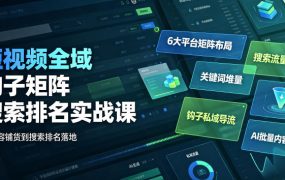 短视频全域钩子矩阵搜索排名实战课｜6大平台矩阵布局、关键词堆量抢占搜索流量、钩子私域导流、AI批量内容生成