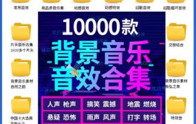 宝藏级音效素材包!10000+款背景音乐音效素材合集,自然片头婚礼会议常用音效包,分类清晰