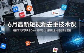 6月最新短视频去重技术课，适配可灵即梦快手Omni视频号，分镜底层重构规避平台查重