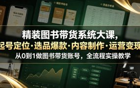 精装图书带货系统大课，起号定位・选品爆款・内容制作・运营变现，从0到1做图书带货账号，全流程实操教学