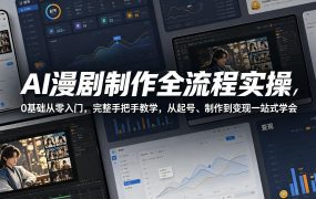 AI漫剧制作全流程实操,0基础从零入门,完整手把手教学,从起号、制作到变现一站式学会(更新)