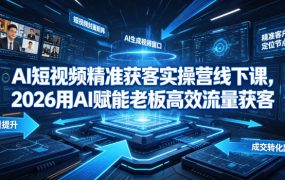 AI短视频精准获客实操营6月10-14号线下课，2026用AI赋能老板高效流量获客