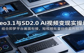 Veo3.1与SD2.0 AI视频变现实操课课：结合即梦平台画面衔接，短视频批量创作盈利技巧
