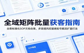 全域矩阵批量获客指南：全套标准化SOP文档合集，多渠道风控基建起号截流扩量打法