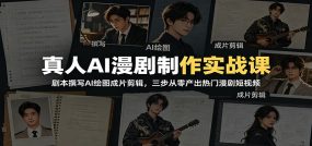 真人AI漫剧制作实战课：剧本撰写AI绘图成片剪辑，三步从零产出热门漫剧短视频