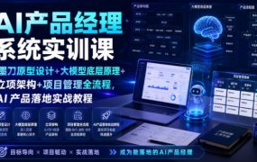AI产品经理系统实训课｜墨刀原型设计+大模型底层原理+立项架构+项目管理全流程，AI产品落地实战教程