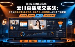 云川直播成交实战：人性话术系统课-痛点种草×塑品开价×逼单人设×平播憋单×点对点万能框架