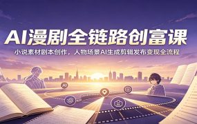 AI漫剧全链路创富课:小说素材剧本创作,人物场景AI生成剪辑发布变现全流程