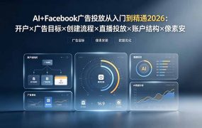 AI+Facebook广告投放从入门到精通2026：开户×广告目标×创建流程×直播投放×账户结构×像素安装×AI赋能