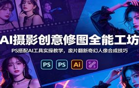 AI摄影创意修图全能工坊：PS搭配AI工具实操教学，废片翻新奇幻人像合成技巧