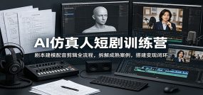 AI仿真人短剧训练营：剧本建模配音剪辑全流程，拆解成熟案例，搭建变现闭环