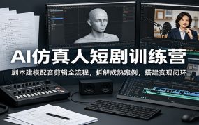AI仿真人短剧训练营：剧本建模配音剪辑全流程，拆解成熟案例，搭建变现闭环