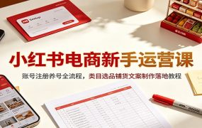 小红书电商新手运营课:账号注册养号全流程,类目选品铺货文案制作落地教程