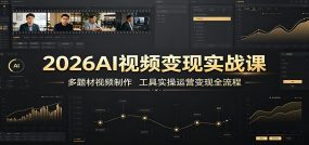2026AI视频变现实战课：多题材视频制作，工具实操运营变现全流程