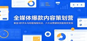 全媒体爆款内容策划营：黄金3秒开头与标题海报玩法，六大运营硬核技能高效变现