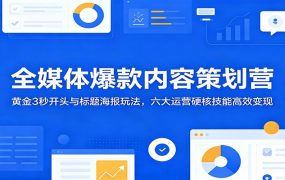 全媒体爆款内容策划营：黄金3秒开头与标题海报玩法，六大运营硬核技能高效变现