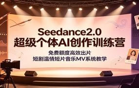 Seedance2.0超级个体AI创作训练营：免费额度高效出片，短剧温情短片音乐MV系统教学