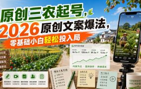 原创三农起号，2026原创文案爆法，零基础小白轻松投入局