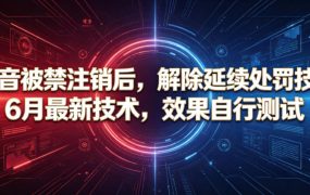 抖音被禁注销后，解除延续处罚技术，6月最新技术，效果自行测试