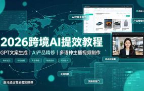 2026跨境AI提效教程·GPT文案生成｜AI产品精修｜多语种主播视频制作，亚马逊运营全套实操课