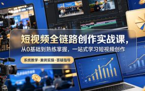 短视频全链路创作实战课,从0基础到熟练掌握,一站式学习短视频创作