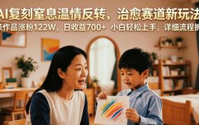 AI复刻窒息温情反转,治愈赛道新玩法,9条作品涨粉122W,日收益700+ 小白轻松上手,详细流程拆解