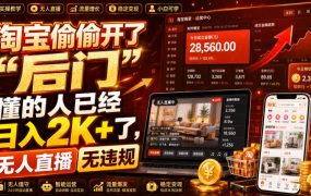 淘宝偷偷开了“后门”，懂的人已经日入2K+了，无人直播无违规，一台电脑=一家24小时营业的线上门店【揭秘】