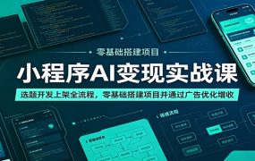 小程序AI变现实战课：选题开发上架全流程，零基础搭建项目并通过广告优化增收