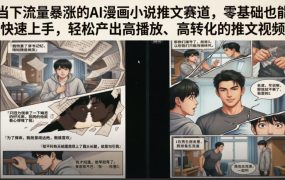当下流量暴涨的AI漫画小说推文赛道，零基础也能快速上手，轻松产出高播放、高转化的推文视频