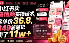 小红书卖高情商实操话术,客单价36.8,349篇笔记卖了11w+!