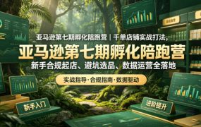 亚马逊第七期孵化陪跑营｜千单店铺实战打法，新手合规起店、避坑选品、数据运营全落地