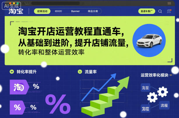 淘宝开店运营教程直通车，从基础到进阶，提升店铺流量，转化率和整体运营效率(更新26年05月27日)